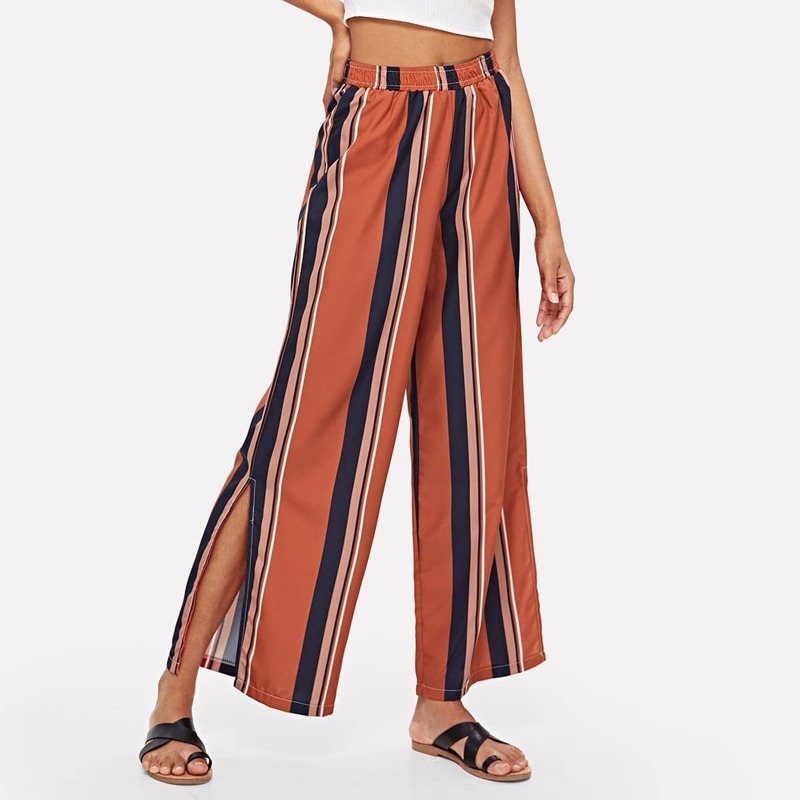 

Striped Split Side Pants, Multicolor