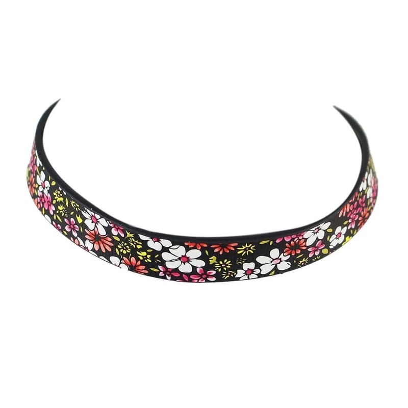 

Flower Print PU Chain Choker Necklace, Multicolor