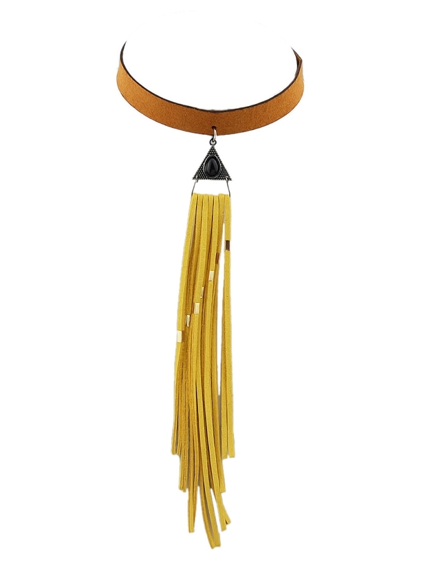 

Brown Tassel Pu Suede Choker Necklace