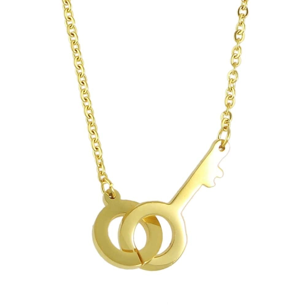 

Handcuff Shape Pendant Necklace, Gold