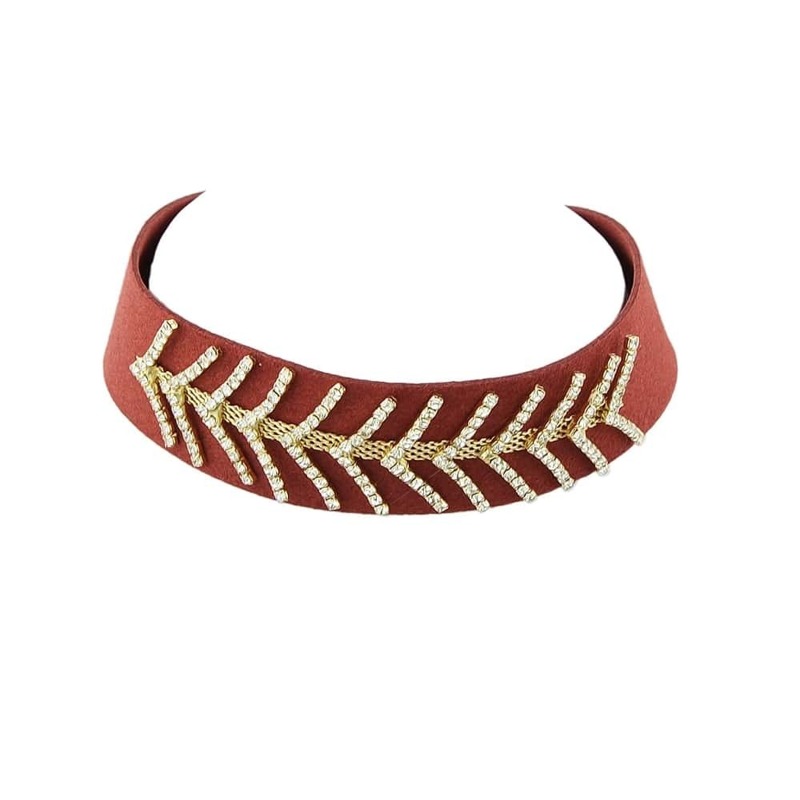

G-Red Multicolor Suede Fabric Creat Diamond Necklace