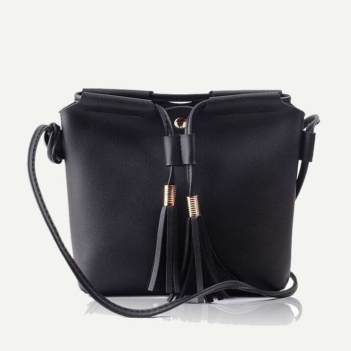 

Tassel Detail Crossbody Bag, Black