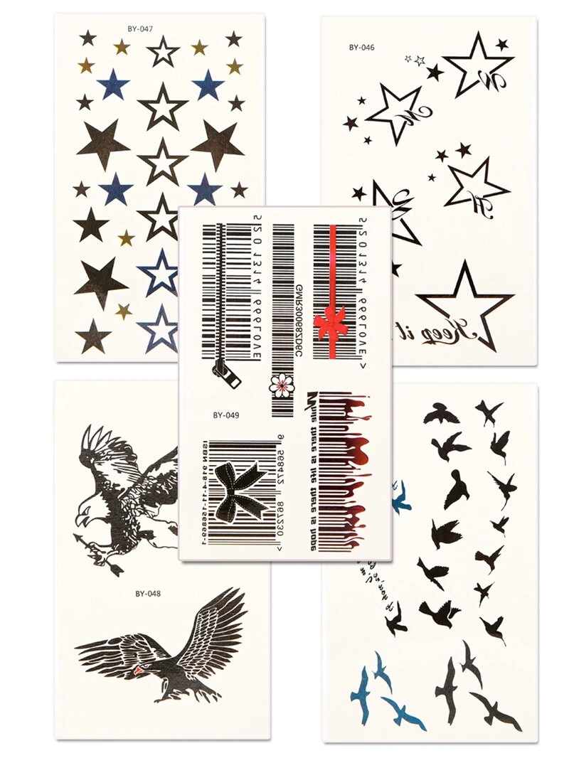 Ensemble Dautocollant De Tatouage Doiseau Et Détoile 5 Pièces