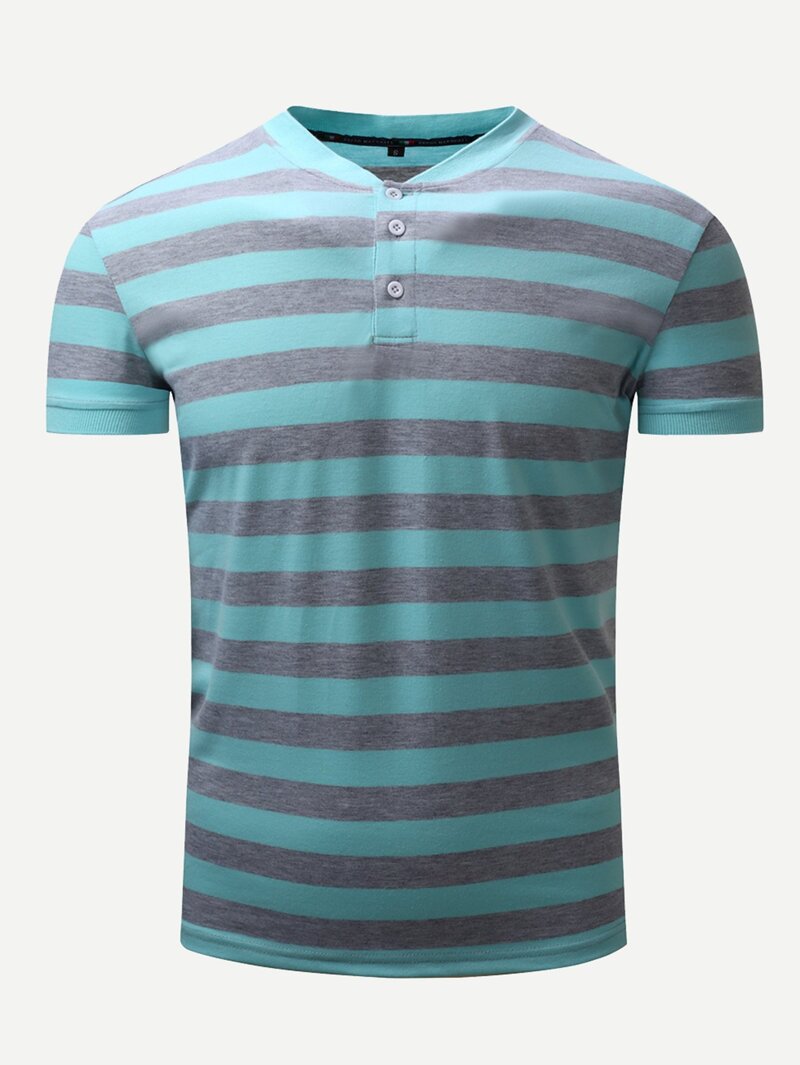 

Men Striped Cuffed Polo Shirt, Blue