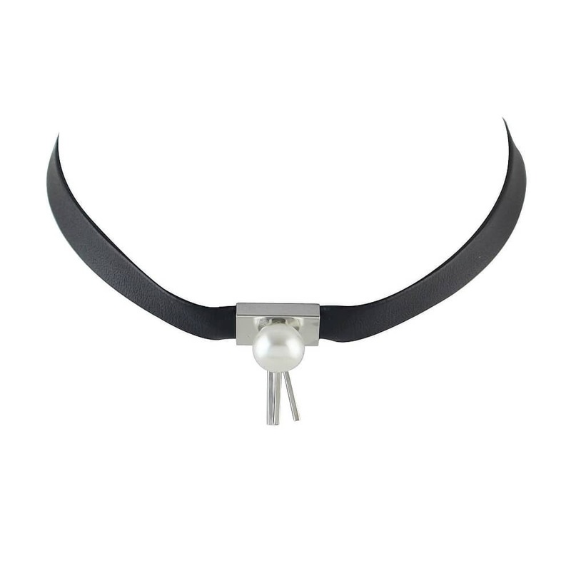 

Faux Pearl Choker Necklace, Black