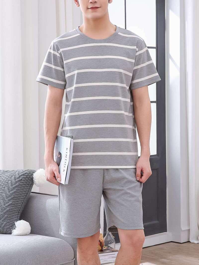 

Men Striped Pajama Set, Multicolor