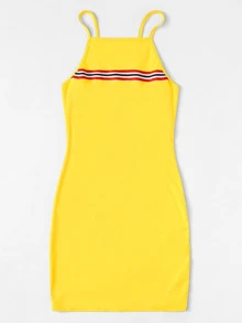 Striped Panel Bodycon Cami Dress