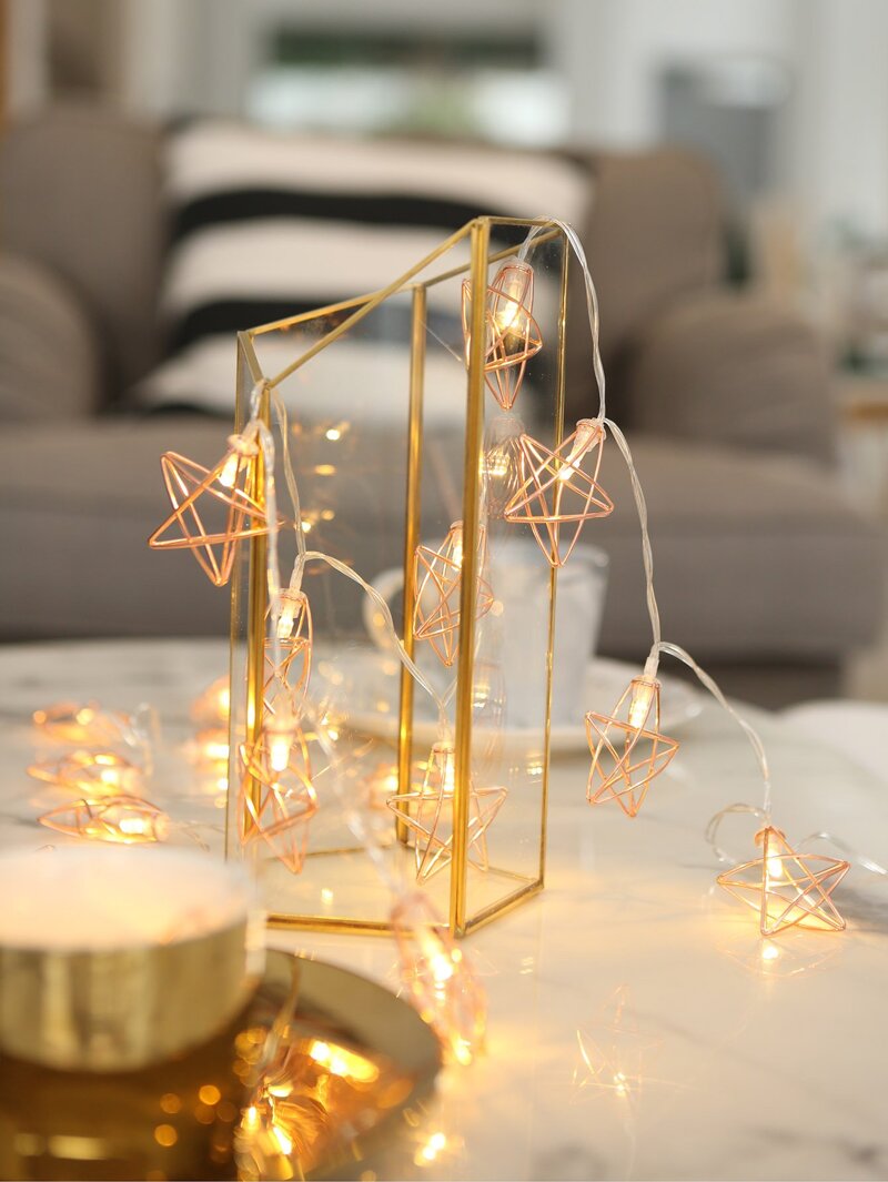 

20pcs Star Bulb String Light, Gold