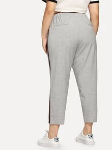 Pantalones con bolsillo con cinta lateral con letra y dibujo - grande - Gris Claro - Ver 2