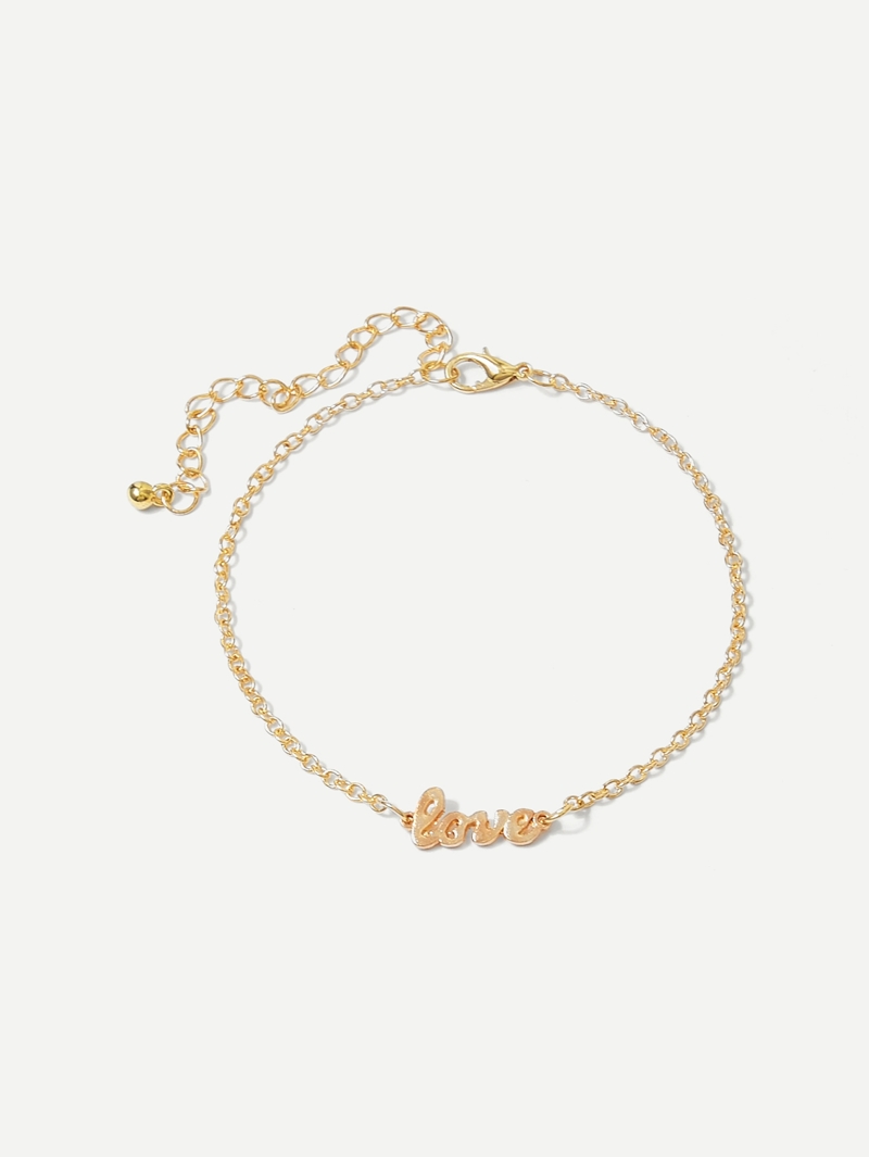 

Letter Detail Chain Anklet, Gold