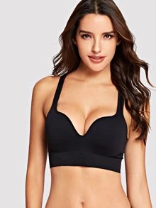 純色女士內衣bra - 黑色 - 查看 1