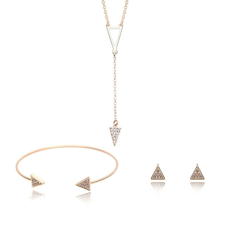 

Triangle Design Necklace & Bracelet & Earrings Set