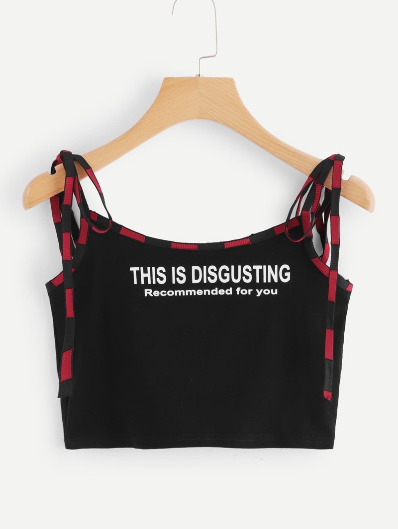 

Letter Print Cami Top, Black