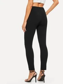 SHEIN Essnce Pantalones con textura de cintura elástica - Negro - Ver 2