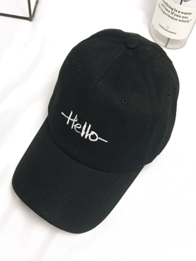 

Embroidered Letter Baseball Cap, Black