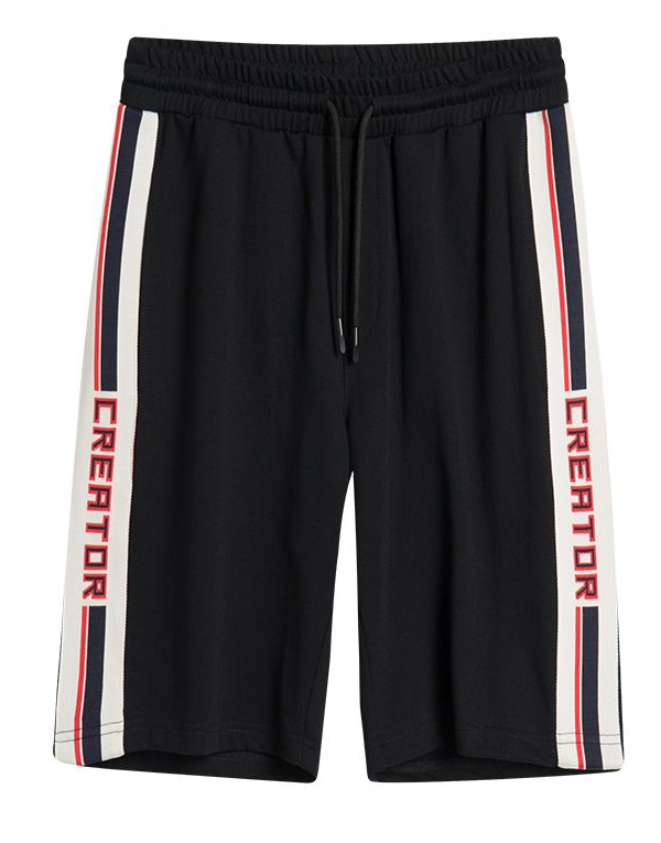 

Men Contrast Tape Side Shorts, Black