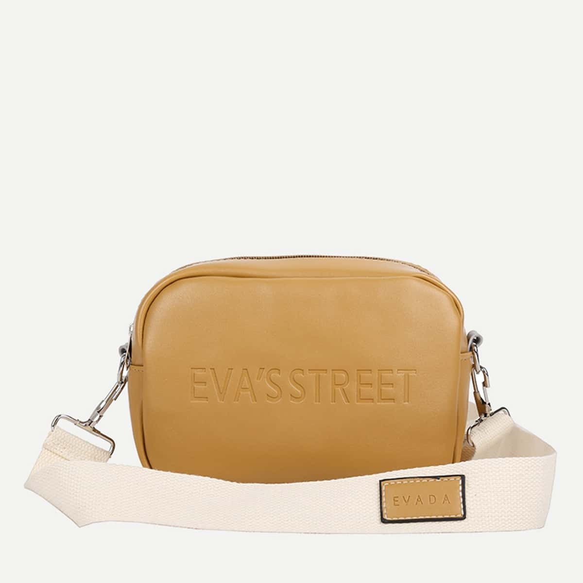 

Letter Print Crossbody Bag, Yellow