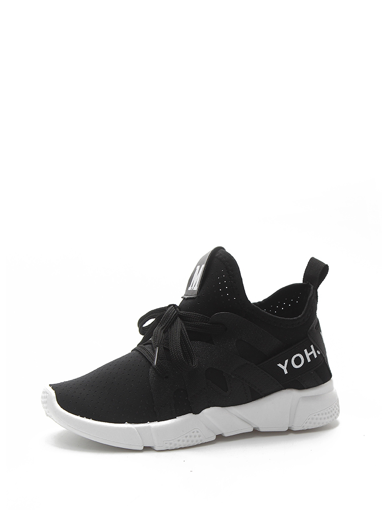 

Laser Cut Lace Up Sneakers, Black