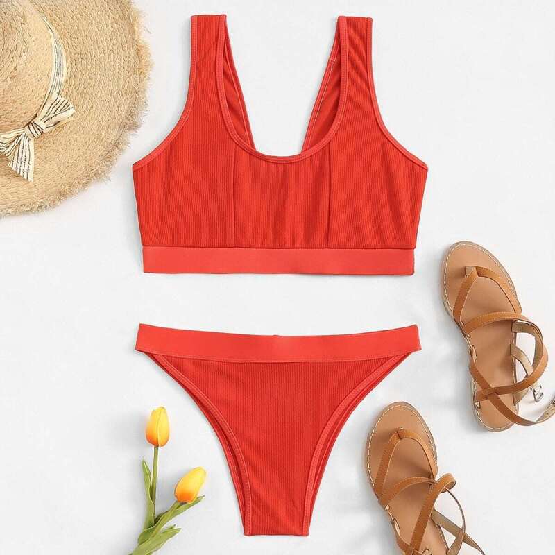 

Plain Bikini Set, Red