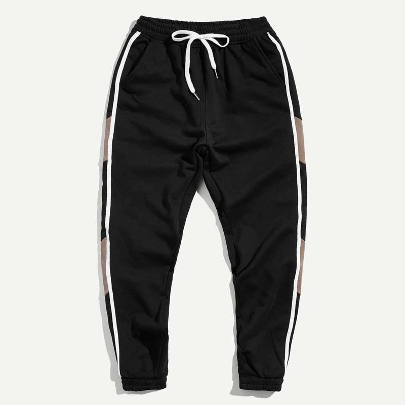 

Guys Tape Detail Drawstring Pants, Black