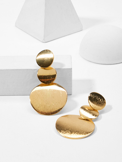 Layered Disc Drop Earrings 1pair