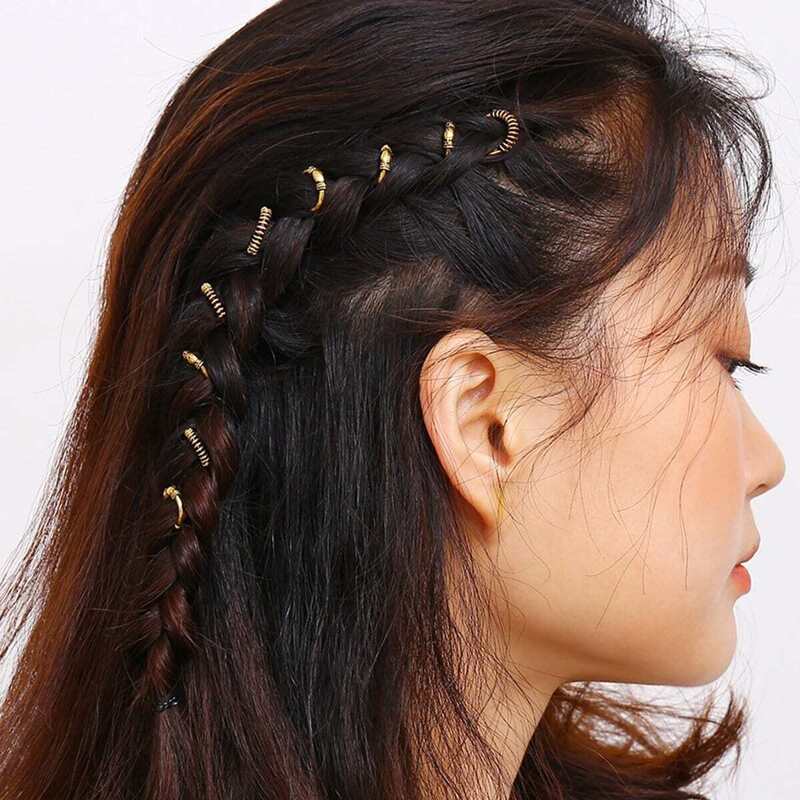 

Spiral Design Hair Ring Set 10pcs, Gold