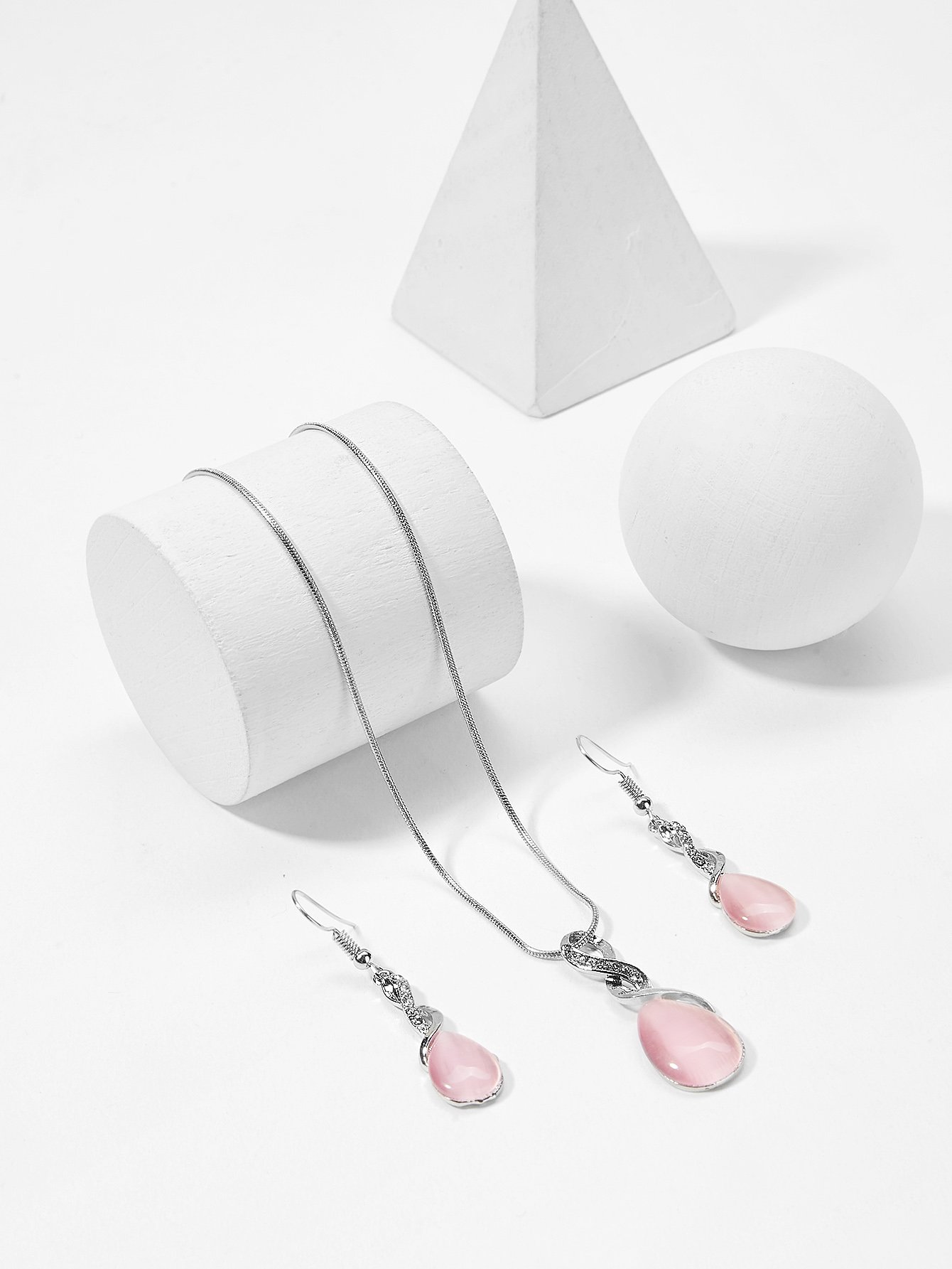 Gemstone Pendant Necklace & Earrings Set