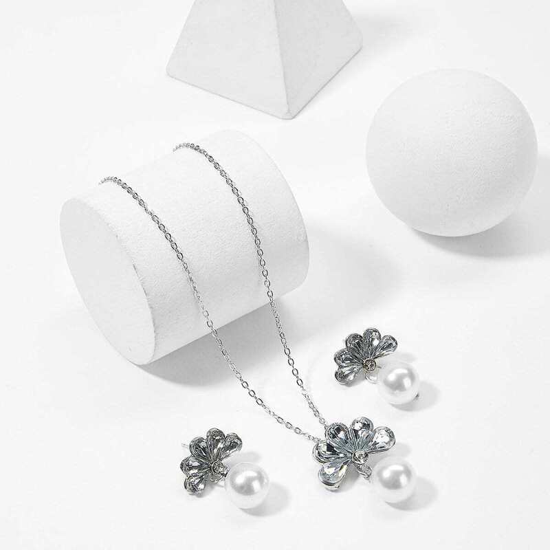 

Faux Pearl Detail Necklace & Earrings