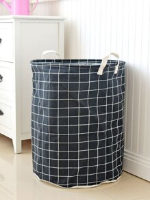 Grid Print Round Storage Basket