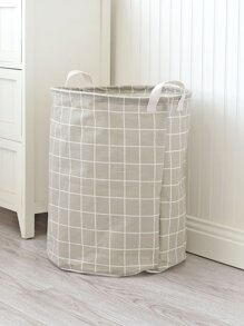 Grid Print Round Storage Basket
