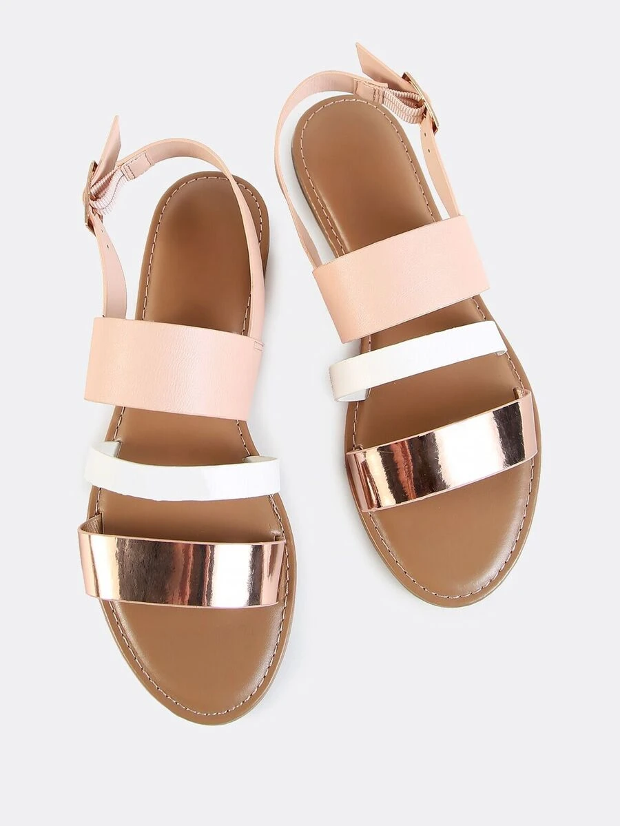 Sling Back Triple Band Sandals ROSE GOLD MULTI - Multicolor - View 1