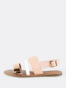 Sling Back Triple Band Sandals ROSE GOLD MULTI - Multicolor - View 2