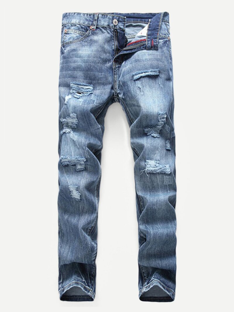

Men Ripped Solid Jeans, Blue