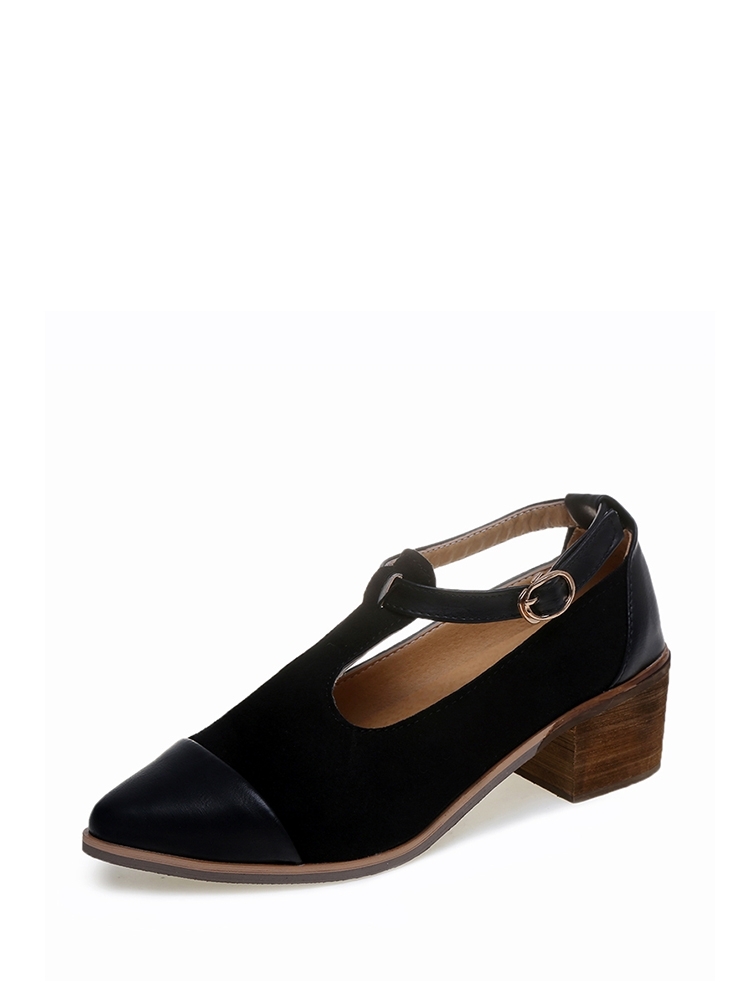 

Buckle Detail T Strap Heels, Black