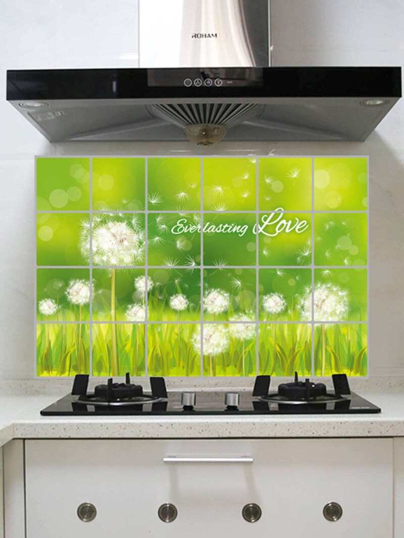 Autocollant Mural Anti Huile à Motif De Pissenlit Romwe