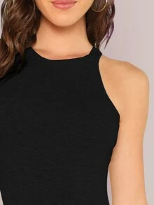 SHEIN Body con cuello halter - Negro - Ver 4
