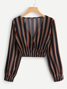 SHEIN LUNE 彩色休閒條紋襯衫 - 彩色 - 查看 1