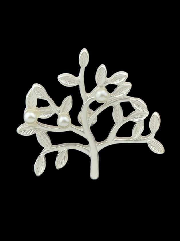 

Gold Silver Color Brooch, White