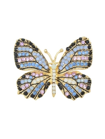 Broche mono de lujo azul con mariposa multicolor con Mono corto mariposas multicolor |
