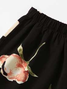 Floral Bow Tie Front Crop Top With Shorts - Multicolor - View 4
