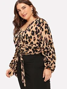 SHEIN Blusa cruzada animal print - Multicolor - Ver 3