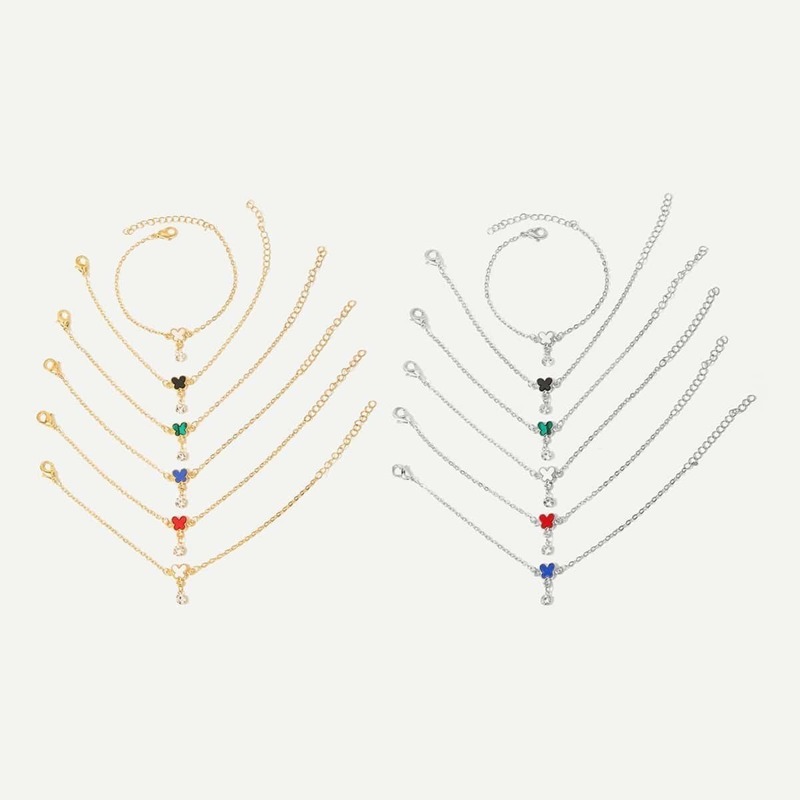 

Butterfly Chain Anklet Set 12pcs, Multicolor