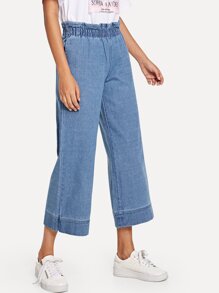 Elastic Waist Wide Leg Jeans