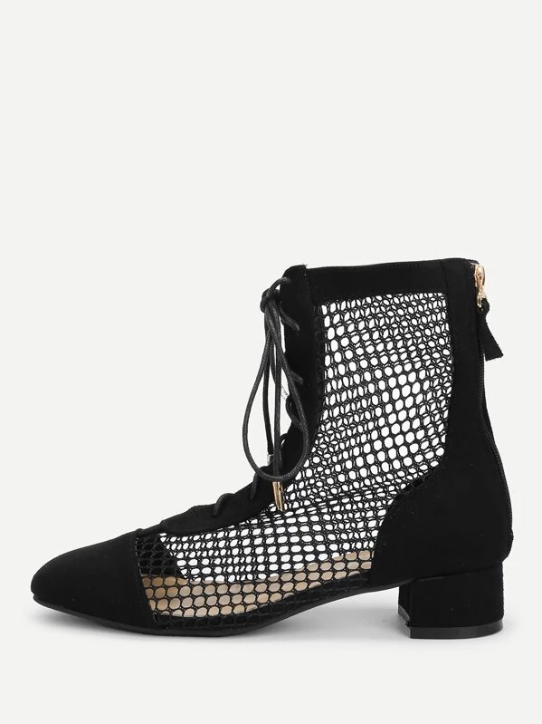 mesh lace up boots