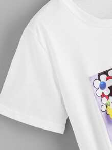Camiseta bajo asimétrico con diseño de fleco | Mode de Mujer Camiseta bajo asimétrico con diseño de fleco | Camisetas