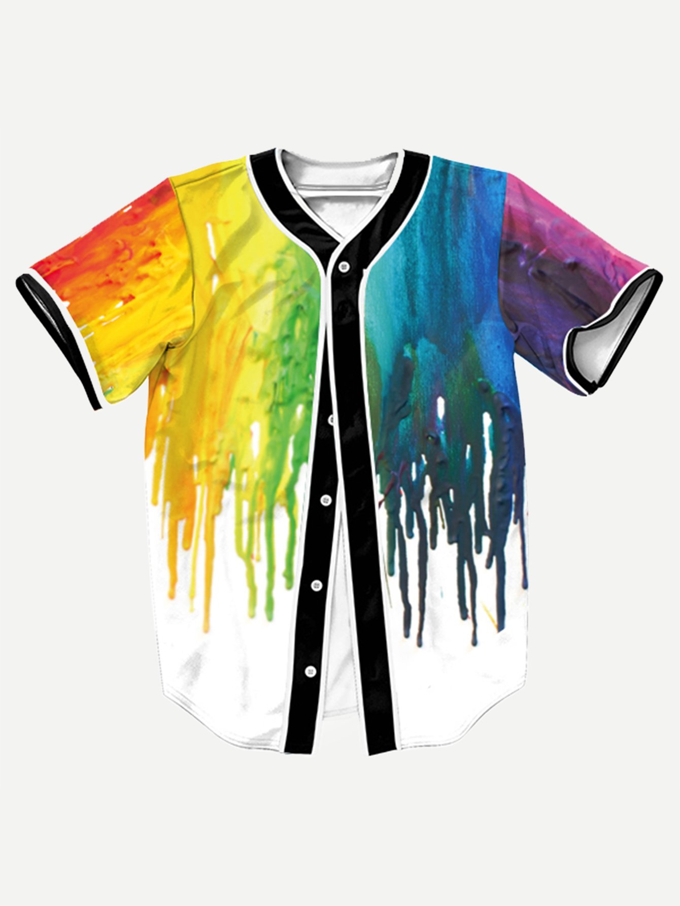 men paint drip print skinny shirt