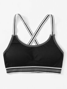 Criss Cross Contrast Trim Bralette