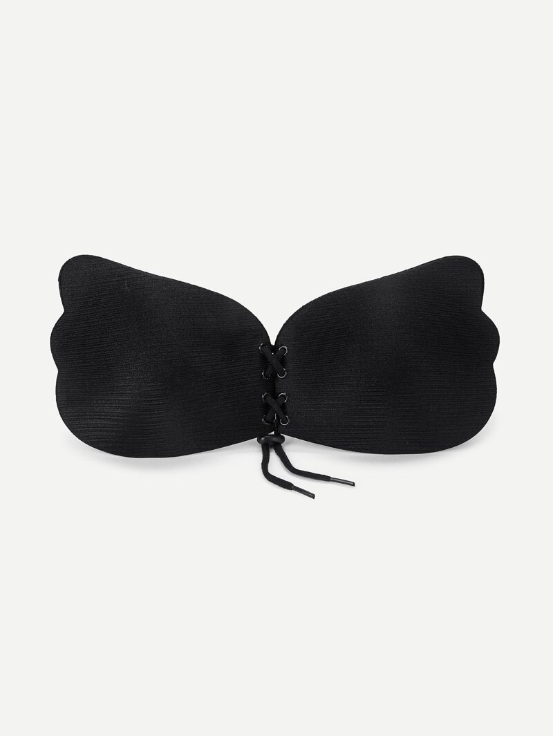

Plus Lace-Up Self Adhesive Bra, Black