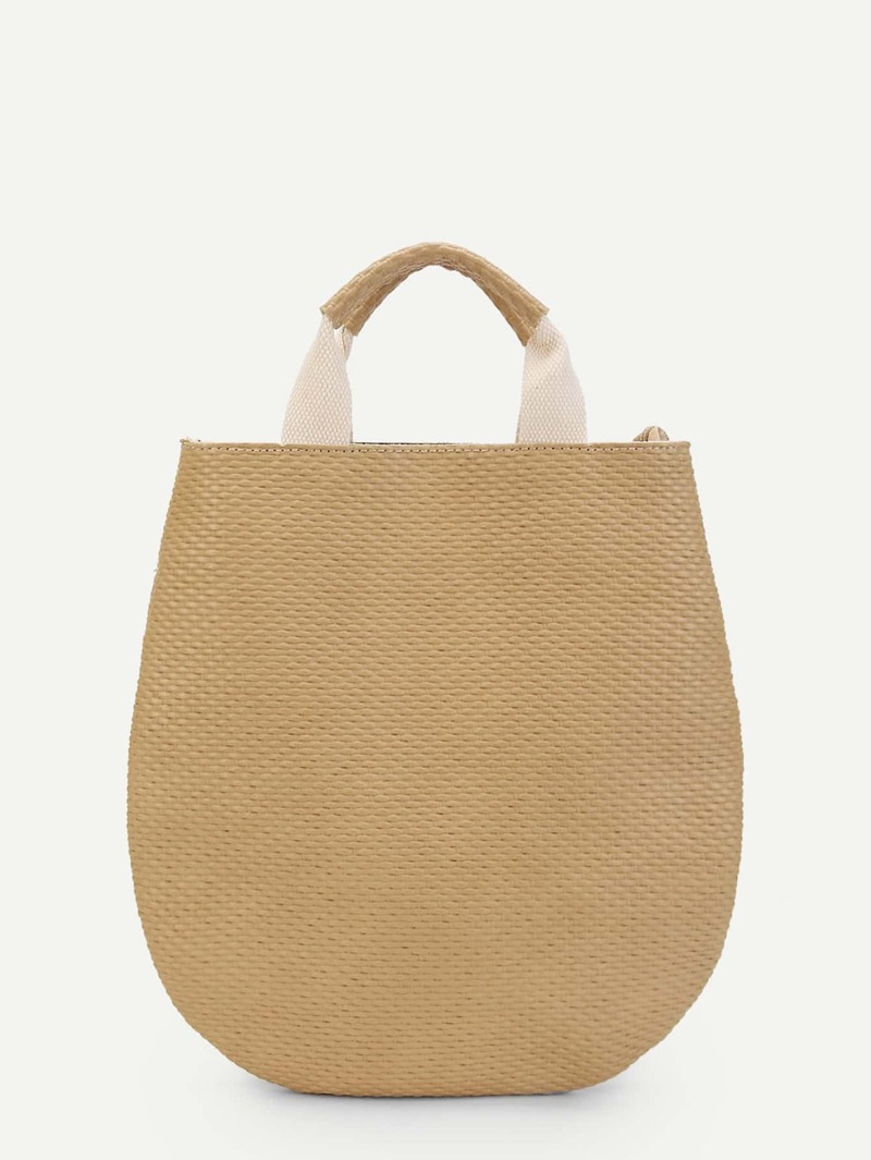 

Curved Base Tote Bag, Khaki