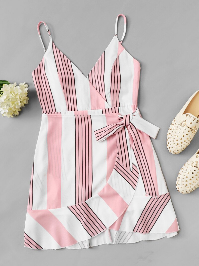 

Knot Side Striped Cami Dress, Pink